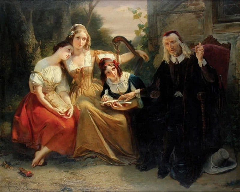 Joseph van Lerius - Il poeta detta poesie alle figlie